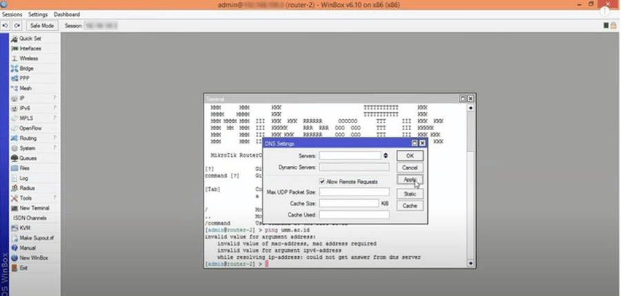 Configuring DNS in MikroTik Using Winbox